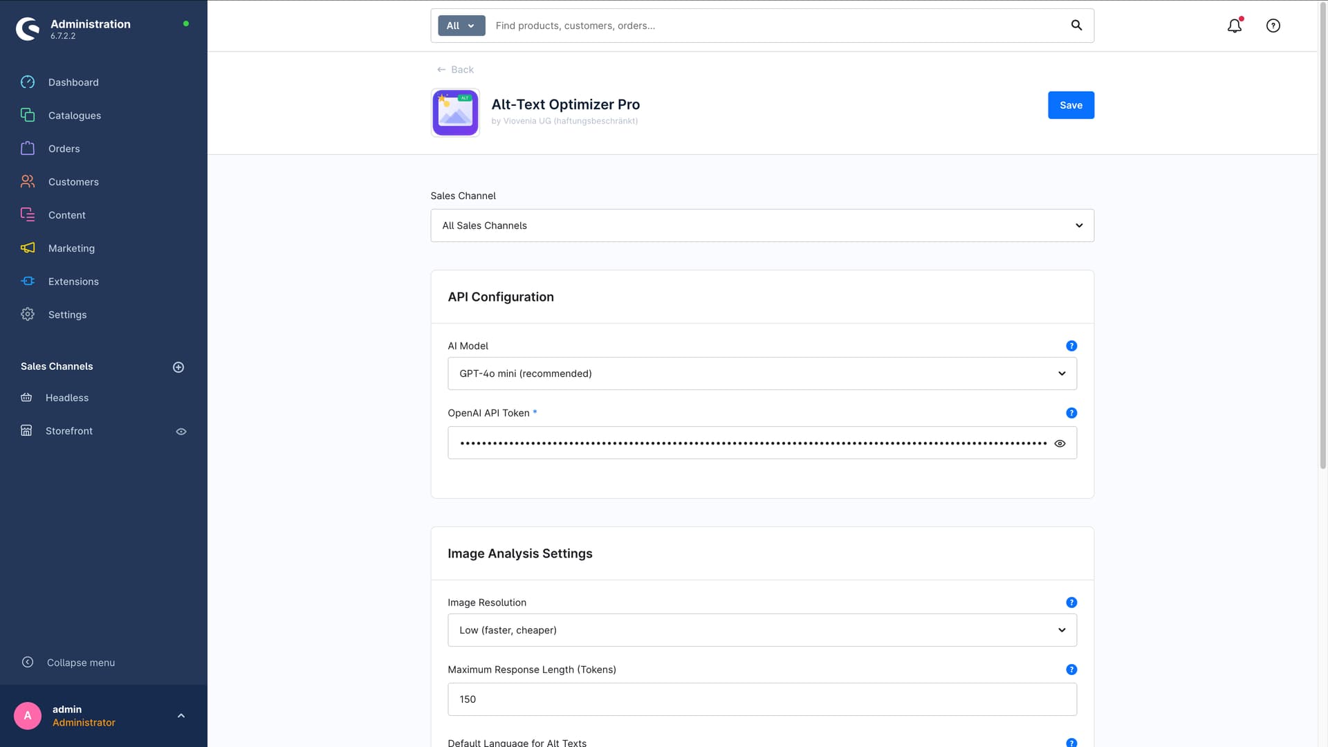 Konfiguration von Alt Text Optimizer Pro.