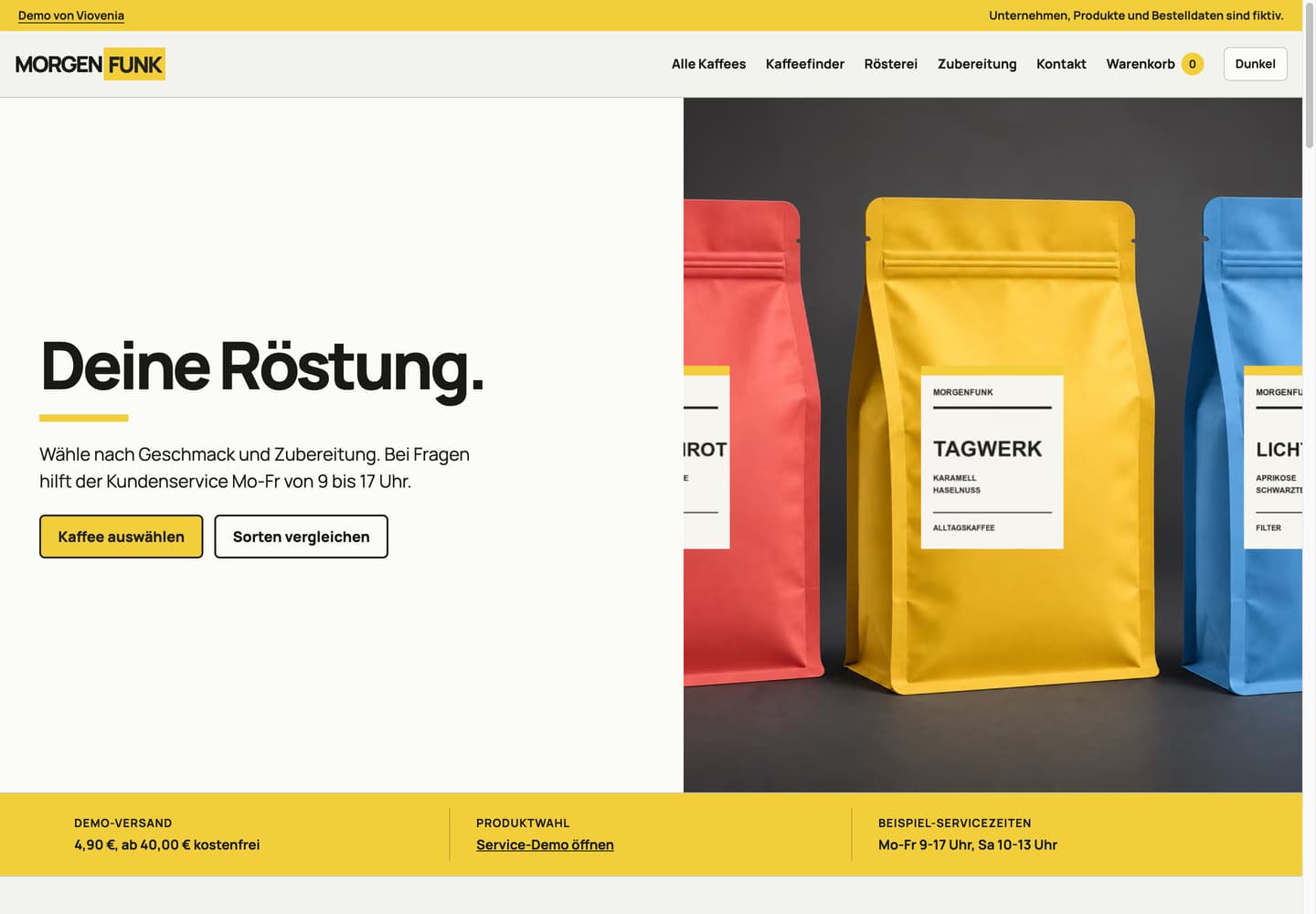 MORGENFUNK, our own coffee website demo.