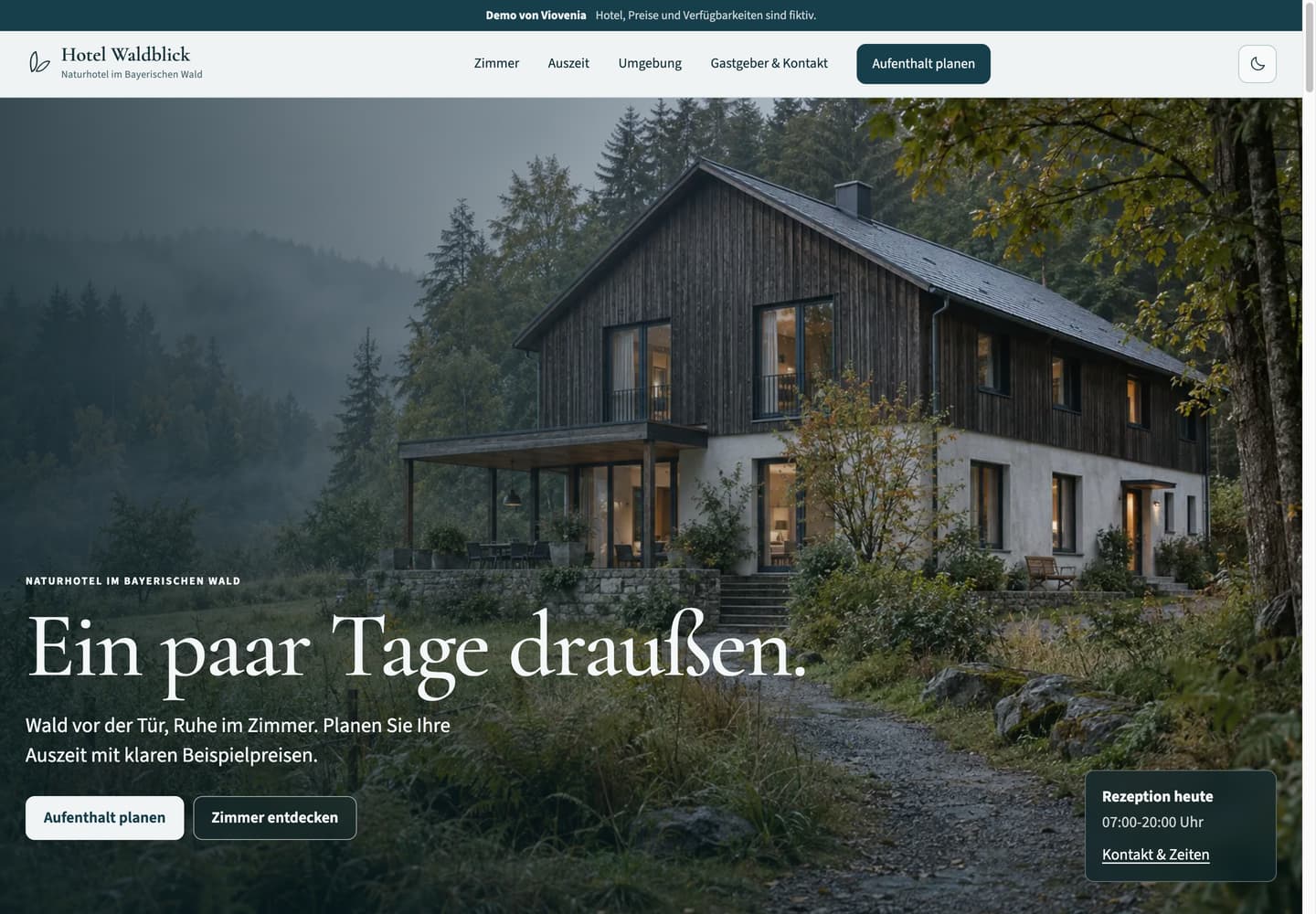 Our Hotel Waldblick frontend demo.