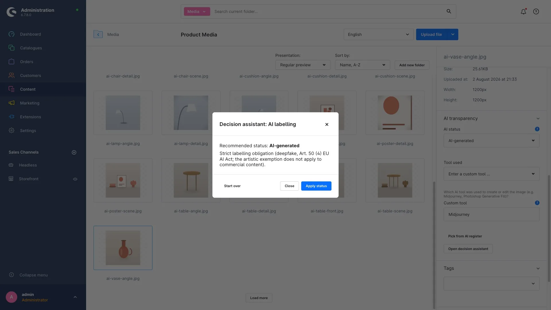 The quick-start and decision assistant explaining the four AI statuses and when to use which one.